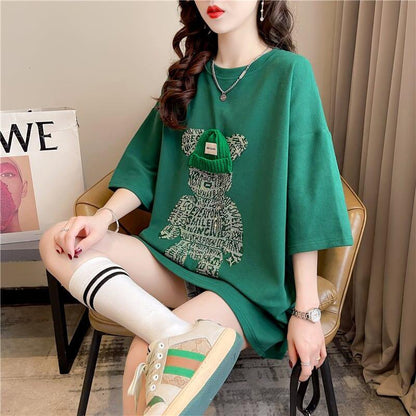 好感度満載 ラウンドネック スタイリッシュ プリント Tシャツ カットソー＜U-2795＞