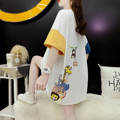 話題沸騰中 配色 オシャレ ゆったり 体型カバー 着?せ 半袖 Tシャツ ＜U-1969＞