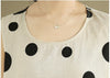 アートで若返り感のあるドット柄のアシンメトリー?接（パッチワーク）フレアベストドレス<U-11853>
