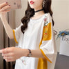韓国風漫画刺繍ワッペン半袖Tシャツ<U-2991>