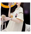 韓国系 ロング POLOネック Tシャツ 四色 ゆったり半袖 ＜U-2869＞