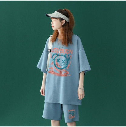 早い者勝ち  半袖Ｔシャツⅹパンツセット全4色 男女兼用<U-6554>