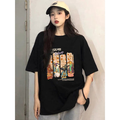着回し力抜群 アバンギャルド 特別デザイン プリント全5色 半袖Tシャツ<U-8712>