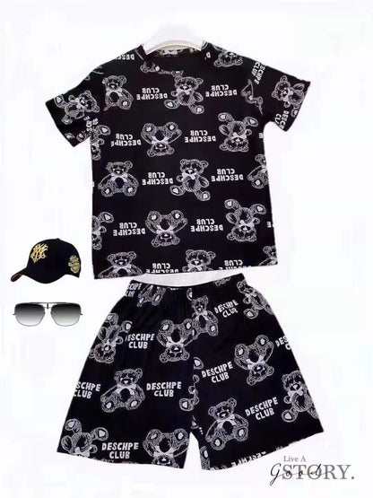 好感度UP カジュアル 夏に嬉しい機能付き 半袖Ｔシャツⅹパンツセット全4色<U-11628>