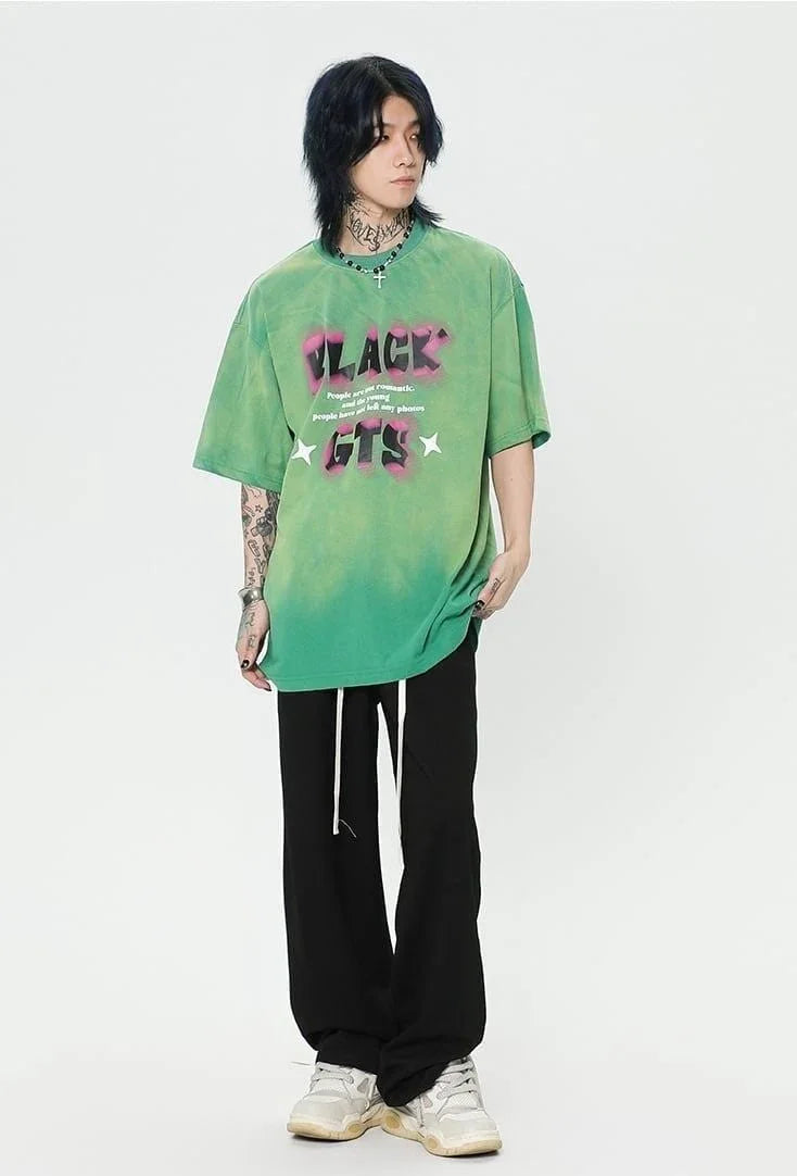 見逃し厳禁 ファッション ストリート系 ヴィンテージ加工 アルファベット プリントTシャツ ＜U-2921＞