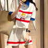 数量限定 プリント切り替え カジュアル 半袖Ｔシャツⅹパンツセット全2色 <U-8665>