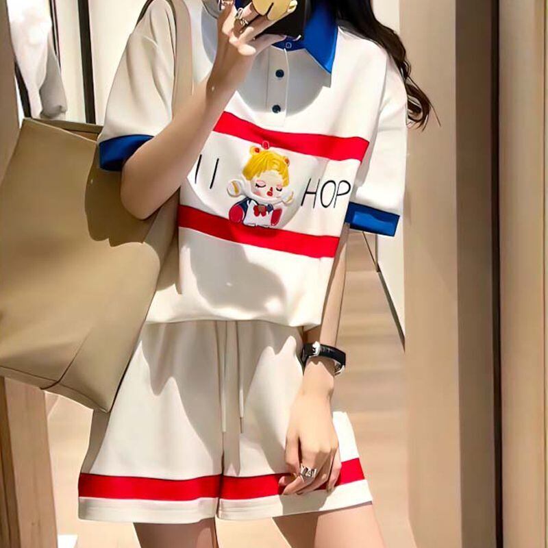 数量限定 プリント切り替え カジュアル 半袖Ｔシャツⅹパンツセット全2色 <U-8665>