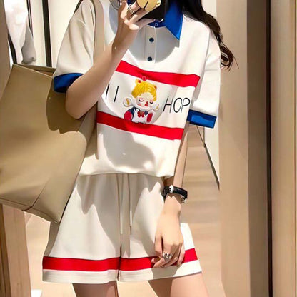 数量限定 プリント切り替え カジュアル 半袖Ｔシャツⅹパンツセット全2色 <U-8665>