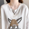 【秋の初めの割引！！】美人度アップ トップス ウサギちゃん 二色 長袖Tシャツ ＜U-4007＞
