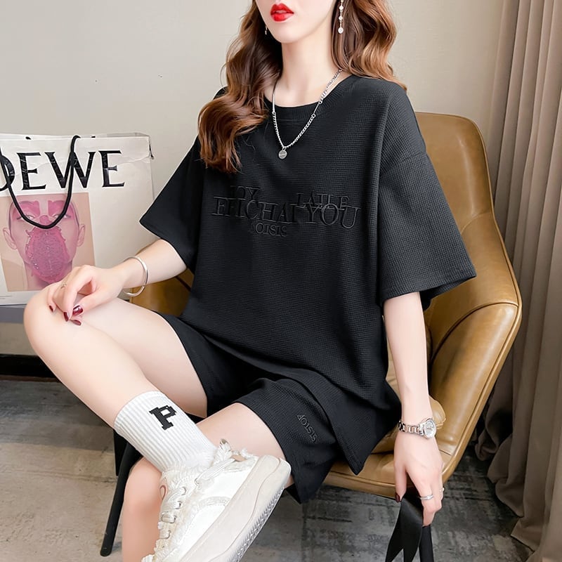 着心地抜群 切り替え 女性力を高める Tシャツ＋ショートパンツ セットアップ＜U-3553＞
