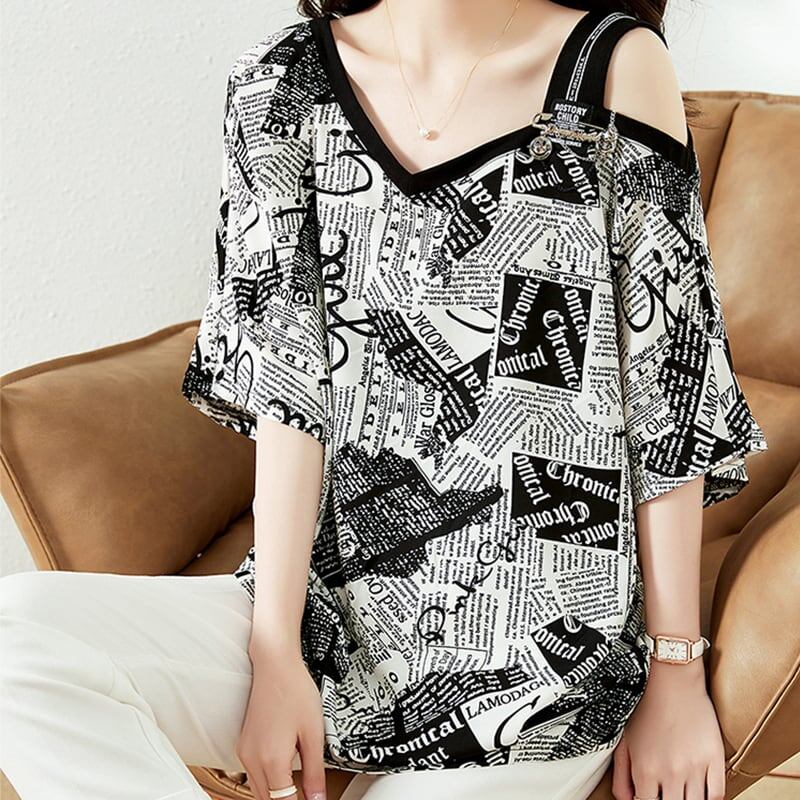 カジュアル ベアトップ お洒落 プリント Tシャツ カットソー＜U-3143＞
