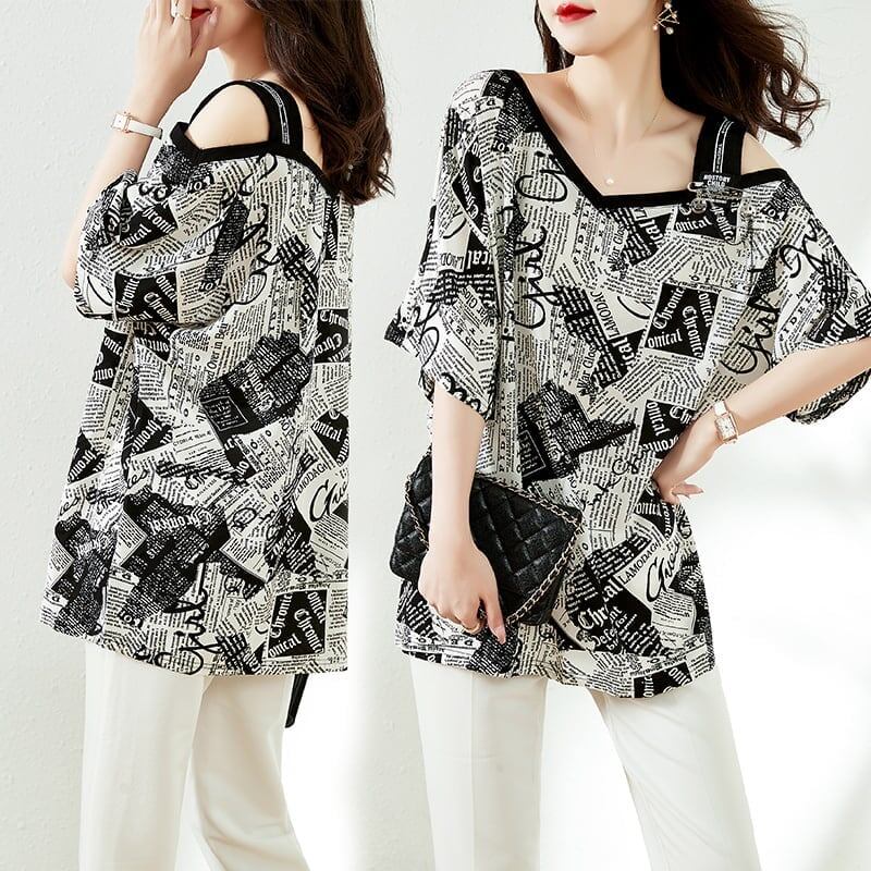 カジュアル ベアトップ お洒落 プリント Tシャツ カットソー＜U-3143＞