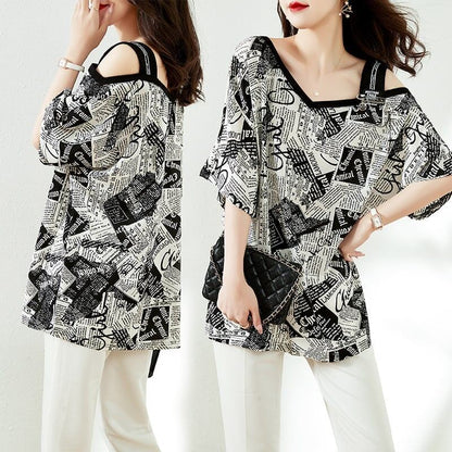 カジュアル ベアトップ お洒落 プリント Tシャツ カットソー＜U-3143＞