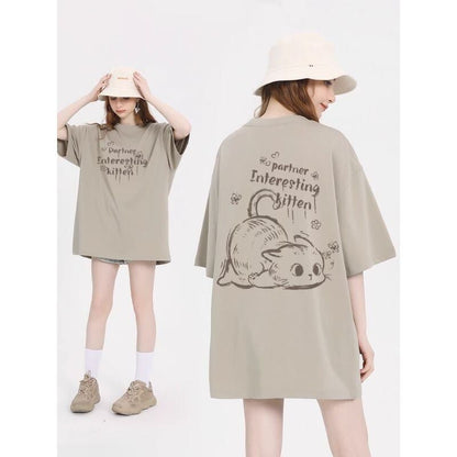 おすすめ 感満々 柔らかくて優しい印象 タイルアップ プリント 4色選択 半袖Tシャツ＜U-9317＞