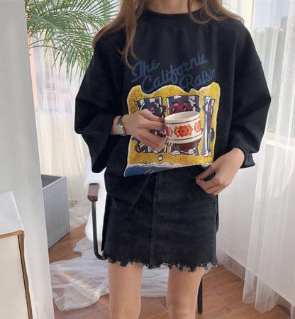話題沸騰中 ゆったり カジュアル プリント 2色半袖Tシャツ＜U-8161＞