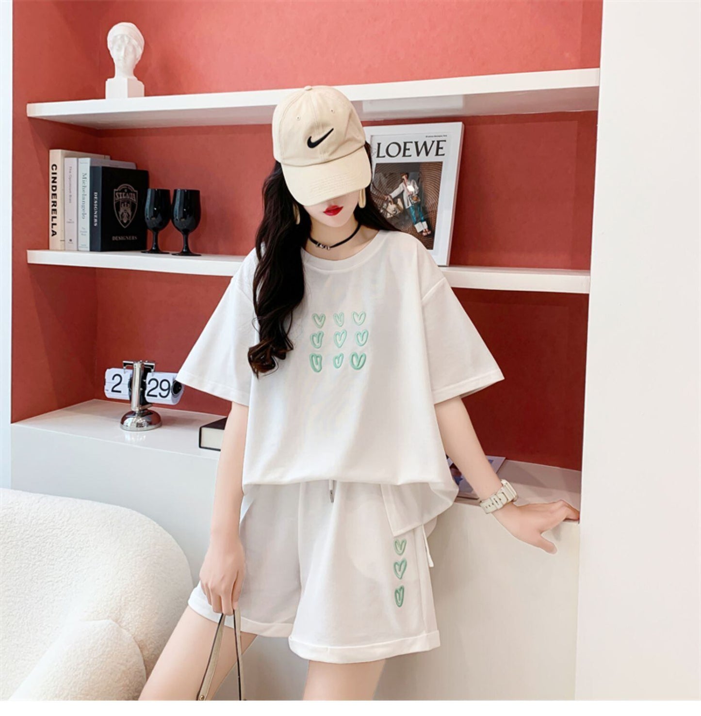 売り切れ必至 カジュアル 上質 ルーズ 半袖Ｔシャツⅹパンツセット全3色 <U-8234>