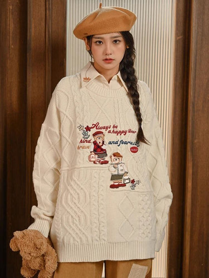 超人気 気質アップ 絶対欲しい Vネック 刺繍 切り替え2色選択 ニットトップス<U-9577>