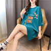 着せ プリント アルファベット ロングTシャツ 四色 ゆったりワンピース ＜U-4018＞
