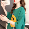 質感のいい ニコちゃん刺繍 スマイル ロング Tシャツ ゆったり半袖 ＜U-2947＞