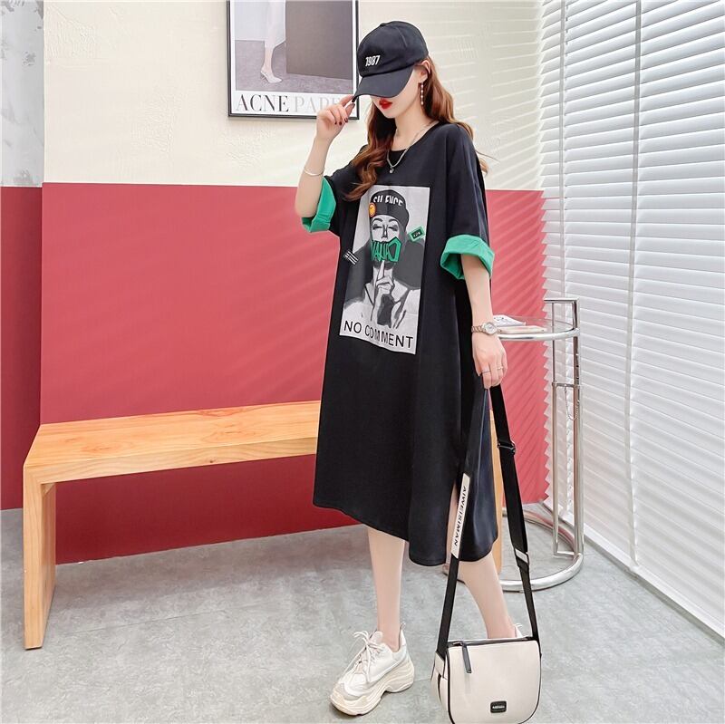 【半額！期間限定！！】今季マストバイ プリント カジュアル Tシャツ カットソー ワンピース＜U-8533＞