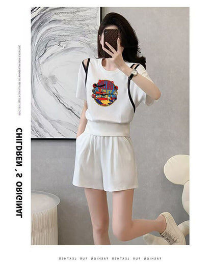 大人可愛い カジュアル 夏に嬉しい機能付き 半袖Ｔシャツⅹパンツセット全4色<U-11194>