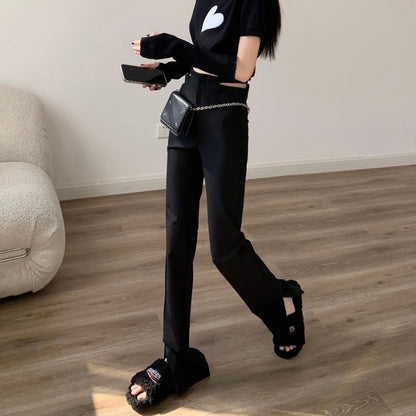 着痩せ スリム チャーミング ハイウエスト パンツ ボトムス＜U-3768＞