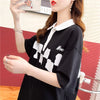 デザイン感 切り替え チャーミング プリント Tシャツ カットソー＜U-3586＞