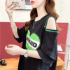 スタイリッシュ 切り替え 一目惚れ プリント Tシャツ カットソー＜U-3521＞