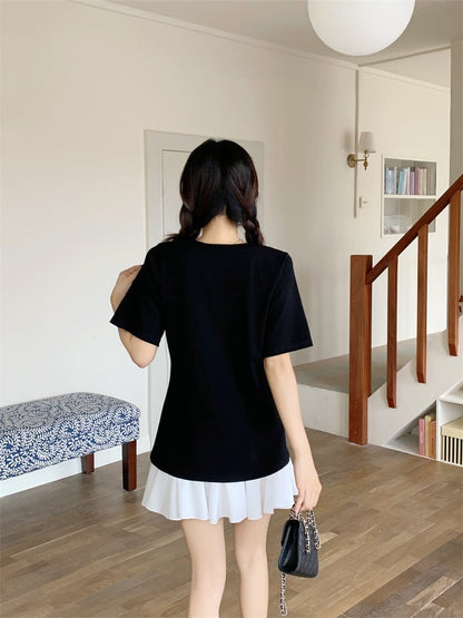 絶対欲しい キュート 超人気 ピンク プリント スパンコール 3色選択 半袖Tシャツ＜U-8570＞