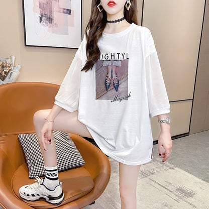 話題沸騰中 プリント 切り替え ストリート ゆったり 着?せ トップス Tシャツ ＜U-2075＞