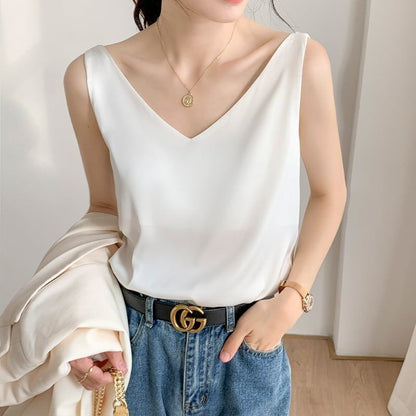 好感度満載 3色選択可 美感いっぱい ノースリーブ チョッキ シャツ＜U-3407＞