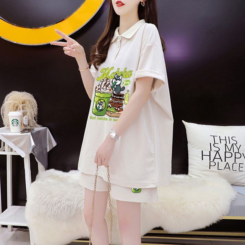 超人気 プリント カジュアル 半袖Ｔシャツⅹパンツセット全3色 <U-8528>