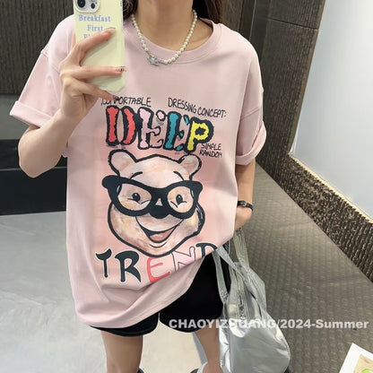 豊富な品揃え カジュアル ファッション プリント 半袖Tシャツ<U-4915>