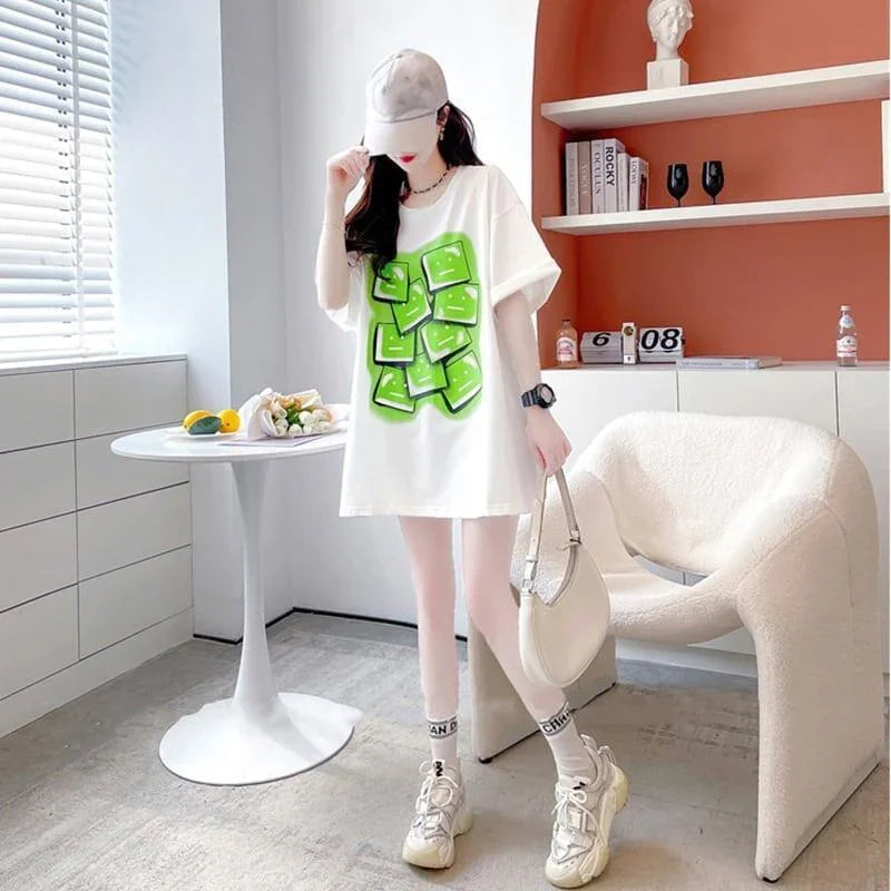 オシャレ度満点 ラウンドネック カジュアル プリント Tシャツ カットソー＜U-3064＞
