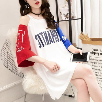 個性的なデザイン プリント 一目惚れ Tシャツ カットソー ワンピース＜U-3342＞