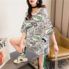 超人気 アバンギャルド 個性派 ラウンドネック プリント全2色 半袖Tシャツ<U-8720>