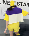 着回し力抜群 切り替え三色 韓国系 ゆったり半袖Tシャツ ＜U-8455＞