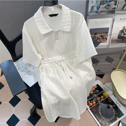 ゆったり感アップ 切り替え 好感度満載 Tシャツ＋ショートパンツ セットアップ＜U-3556＞