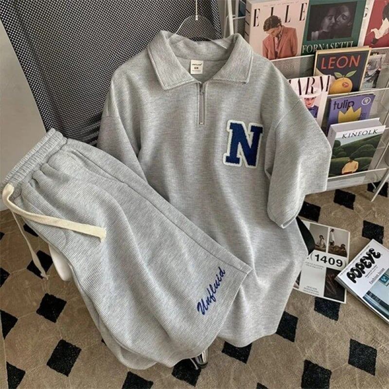 スタイリッシュ 切り替え 一目惚れ Tシャツ＋ショートパンツ セットアップ＜U-3555＞