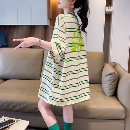 【半額！期間限定！！】大好評 シンプル ファッション 3色選択可 ストライプ柄 半袖Tシャツ カットソー＜U-8464＞