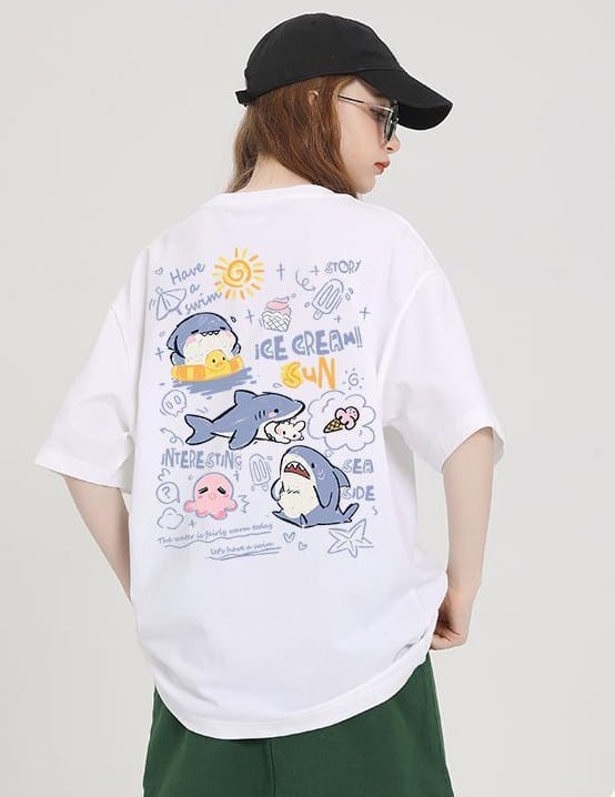 売り切れ必至 4色選択 ポップなプリントが夏に映えるプリント 半袖Tシャツ＜U-9327＞