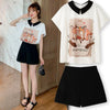 美人度アップ シフォン スウィート 半袖 Tシャツ ショートパンツ セットアップ ＜U-9234＞