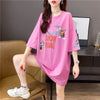 着せ プリント アルファベット ロングTシャツ 四色 ゆったりワンピース ＜U-4018＞