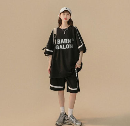 大好評 ファッション カジュアル ルーズ半袖Ｔシャツⅹパンツセット<U-6539>