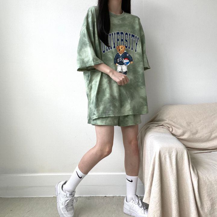 夏に嬉しい機能付き 全5色 軽くて涼しくて可愛い！ 半袖 Tシャツ ショートパンツ セットアップ ＜U-9269＞