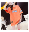 質感のいい アルファベット 熊柄 ドロップショルダー オーバーサイズ Tシャツ ＜U-2878＞