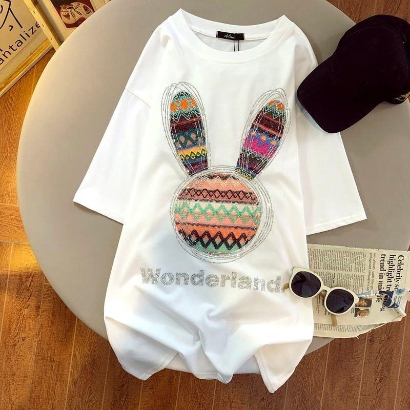 個性的なデザイン カートゥーンプリント 一目惚れ Tシャツ カットソー＜U-3069＞