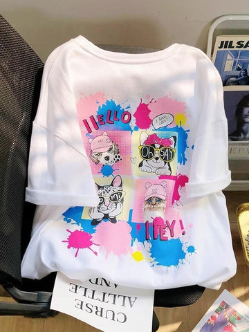 絶対欲しい ゆったり 個性派 半袖Tシャツ ホワイト ＜U-4954＞