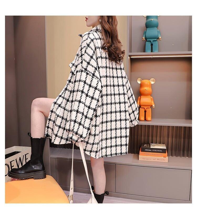 定番シンプル チェック柄 ポケット シャツ トップス 二色＜U-4048＞