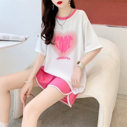 スタイリッシュ 切り替え 一目惚れ Tシャツ＋ショートパンツ セットアップ＜U-3614＞